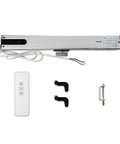 Automatic Electric Skylight Opener Actuator With Single Chain Adjustable Travel From 3.95 To 15.75 Inches, remote and parts shown.