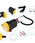 Efficient 12V Electric Fluid Extractor Pump With Battery Clamps for quick oil transfer, includes hoses and clips.