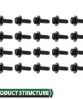 20 Pcs M6 Stainless Steel Hex Head Car Body Bolts Set For Honda And GM Models 1.0 X 20mm 10mm Hex 17mm Washers Black Finish
