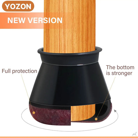 Stretchy Chair Leg Floor Protectors With Felt Bottoms And Silicone Caps For Hardwood Floors, No Scratch, Noise Reduction, Secure Fit For Round Chair Legs 3/4 To 1-3/16 Inches, 16 Pack Black