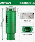 KURSTOL diamond core drill bit, 1-3/8 in (35 mm) with 5/8-11 thread for granite, marble, concrete (dry/wet).
