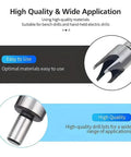 Close-up of Top Shelf Wood Plug Cutter Drill Bit Set With Four Slick Carbon Steel Cork Remover Bits showcasing cutting edge detail.