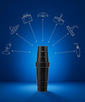 Front view of black ABS vacuum cleaner hose adapter/coupler, universal reducer for vacuum attachments