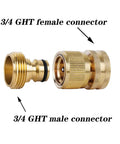 Solid Brass Garden Hose Quick Connectors Three Quarter Inch, Leak Proof Water Hose Fittings, Male And Female Hose Adapter