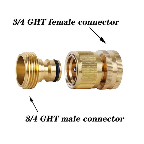 Solid Brass Garden Hose Quick Connectors Three Quarter Inch Standard Ght Thread No Leak Fittings Male and Female Adapters 3 Pack