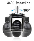 Heavy Duty Office Chair Casters Replacement Five Pack With Smooth Silent Swivel Glide For Hardwood Floors Universal Fit Desk Chair Wheels Easy Install Setup Roll Like Butter Every Time showing 360° rotation mechanism.