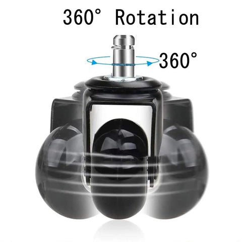 Heavy Duty Office Chair Casters Replacement Five Pack With Smooth Silent Swivel Glide For Hardwood Floors Universal Fit Desk Chair Wheels Easy Install Setup Roll Like Butter Every Time showing 360° rotation mechanism.