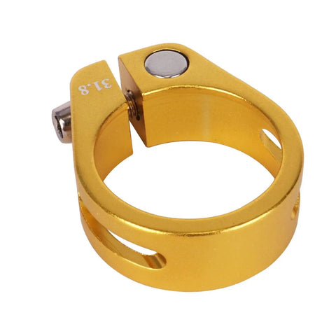 Heavy Duty Aluminum Alloy Seatpost Clamp For Mountain, Road And Casual Bikes, Fits 31.8mm And 34.9mm Seatposts, Gold Finish