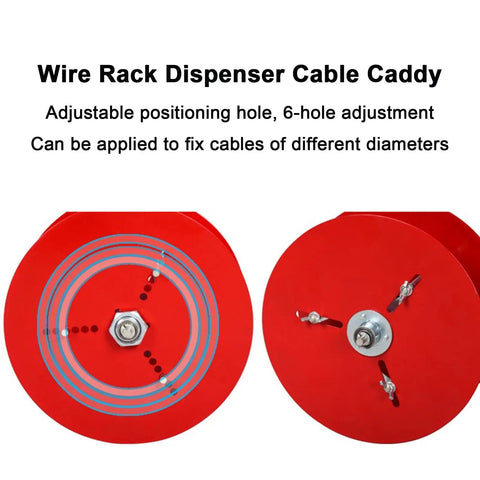 Hella Sturdy Adjustable Wire Spool Dispenser With Heavy Duty Cable Caddy Rack For Pros And Multi Tool Electrical Manager Built From Solid Metal Frame That Slaps In Every Shop, showcasing adjustable 6-hole design.