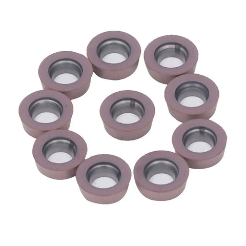 10 Piece Carbide Turning Insert Set For CNC Lathe Milling Machine Tools Easy Install Compact Design durable circular blades arranged in a circle