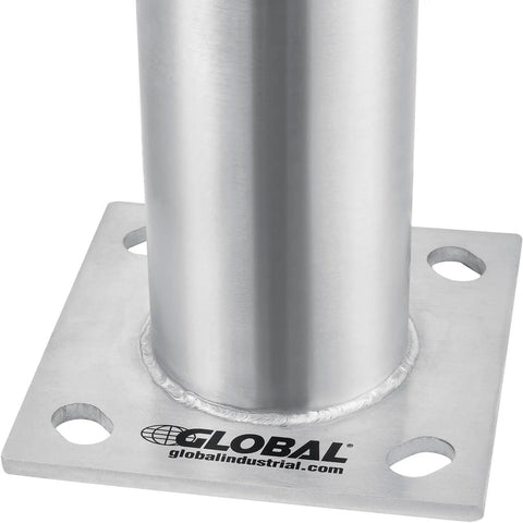 Close-up of Rock Solid Surface Mount Safety Bollard Standing 36 Inches High Packed With Genuine Type 304 Stainless Steel.