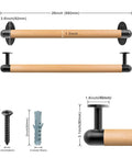 Forever Built Wood Handrail For Indoor Stairs With Wall Mount And Heavy Duty Metal Brackets, 26 Inch, 1.3 Inch Diameter