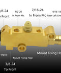 Tough And Slick Universal Brass Brake Proportioning Valve Disc Front Drum Rear For GM Ford Chevy Street Rods Muscle Cars Plus Classic Truck Rides Dual Reservoir Master Cylinder PV2 Model 1353 with mounting details.