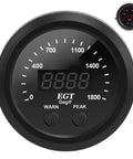 Ultra Thin Exhaust Gas Temperature Gauge 0 To 1800F Pyrometer With Red LED Display For Diesel Trucks Anti Vibration EGT Sensor Kit, 52mm round gauge