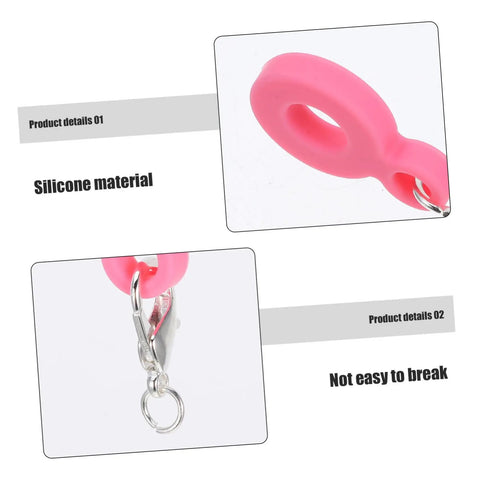Close-up of pink silicone straw charm adapter for tumblers, silicone material, with clip showing durability. Six Pack Silicone Straw Charm Adapters For Tumblers, Stylish And Fun Straw Pendants For Home Parties Cafes And Gatherings, Durable Colorful Accessories That Elevate Any Sip And Add Trendy Flair To Your Drink