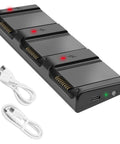 Two-Way Charger Hub For DJI Air 3S And Air 3 Batteries with USB cables, storage and sequential charging of three packs, 100W input