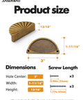 Two Pack Antique Brass Cabinet Pulls Flat Cup Drawer Handles for Kitchen Cupboard Bathroom Dresser Cabinet Hardware size chart.