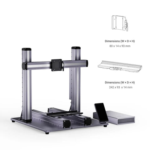 No Sweat Quick Swap Toolhead Interface For Snapmaker 2 Series with dimensions, all metal black mount plate, 350 250 compatible.