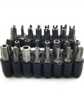 Drop Dead Tough Tamper Proof Security Bit Set Loaded With Rock Solid Phillips Torx And Hex Magnetic Drivers For Power Drills And Impact Guns 33 Piece Chrome Vanadium Steel Kit displayed in storage.