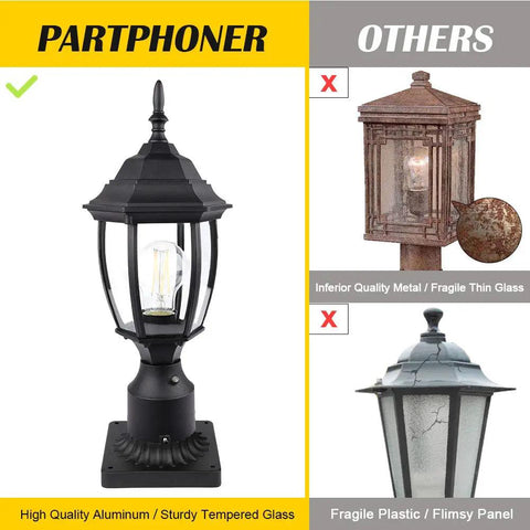 Dusk To Dawn Outdoor Post Light With Auto On Off Sensor Hardwired 120V Lamp beside inferior metal and plastic lamps