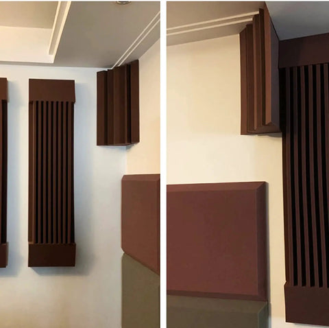 Flat Out Silent Acoustic Foam Panels for Walls and Ceilings that squash echo and reverb, showing installation on studio walls.