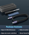 Speed Demon M2 Nvme Ssd Enclosure With Thunderbolt 4 And 5 Compatibility offering accessories including screwdriver and data cable.