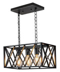 Industrial Kitchen Island Pendant Lighting Rectangular Vintage Rustic Modern Farmhouse Three Light Hanging Fixture with chains