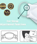 Black KF94 Face Masks 4-Ply Disposable Breathable Protection For Everyday Use, adjustable ear strap feature detail