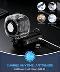 Portable Handheld Turbo Fan On The Go With Ice Cooling And 45ml Mist Tank, USB recharge, charging by Type-C cable on desk