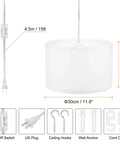 Game Changing Plug In Pendant Light With Adjustable Fifteen Foot Rope Cord And Chill Linen Fabric Shade On Off Switch dimensions and details