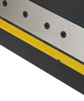 Close-up of the 24 Inch Pan And Box Brake Pro Grade Sheet Metal Bender with 2, 3, 4 Inch Removable Fingers, heavy-duty industrial tool.