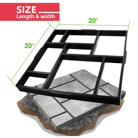 Plus Size Concrete Path Maker Molds No Skills Needed 20 By 20 By 1.8 Inches Reusable Stepping Stone Pavers with eight-grid design