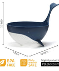Pastail Medium Whale Shaped Pasta Colander For Draining Pasta Vegetables And Fruit, a fun kitchen gadget standing on its fins