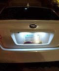 Lit White Interior LED Light Kit For WRX STI Impreza 2004 To 2022 illuminating license plate at night