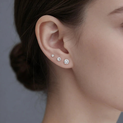 Premium D Color Moissanite Stud Earrings Crafted From Certified G23 Implant Grade Titanium Screw Back for Tragus Cartilage.