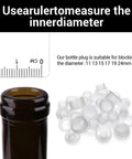 Measuring ruler, bottle neck, and 60 Pcs Salt And Pepper Stoppers Plugs Set In Six Sizes 10mm 13mm 15mm 18mm 20mm 23mm