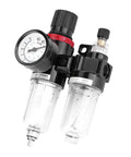 Pro Grade Air Compressor FRL Unit With Drain Valve G1/4 Thread Oil Water Separator for Pneumatic Tools, shown in side view