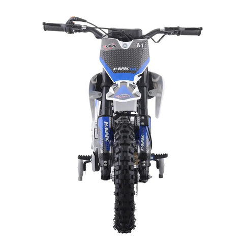 X-Pro Hawk 60cc Youth Dirt Bike In Pink featuring smooth automatic CVT transmission, front view with durable tires.