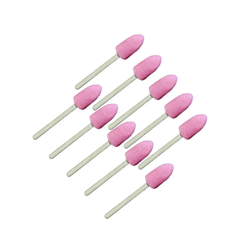 10 Piece 8mm Pink Aluminum Oxide Mounted Stone Point Grinding Abrasive Set With 1/8 Inch Shank For Dremel And Other Rotary Tools