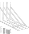 Legit Heavy Duty White Steel Shelf Brackets 4 Pack With Premium Mounting Screws displayed in an angled view showing hardware.