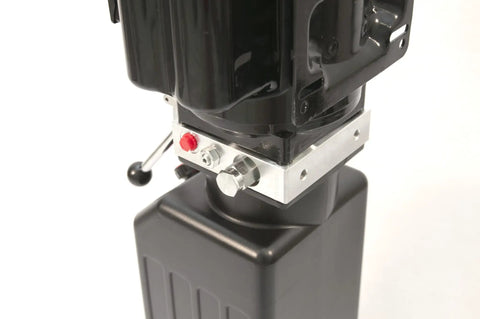 Close-up of Heavy Duty Beefy Electro Hydraulic Power Unit For Car Lift 220V 60Hz 1 Phase 2950 PSI Ideal For Auto Repair Shops Garages