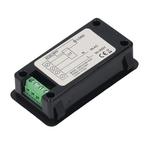 Open Transformer AC Multimeter Digital Energy Meter KWSAC300-100A top view showing connection ports and label