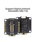 Front and back view of 60A Four In One ESC for FPV Drones 2 to 6S with DShot digital protocols, immersion gold pads visible.