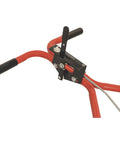 Handlebars and control lever of Push Broadcast Spreader 130 Lb Hopper Capacity Easy To Use Direct Rod Control 10 To 12 Ft Spread Width