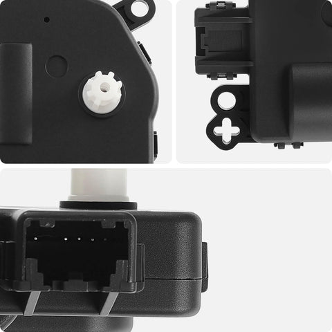 Close-up of Plug And Play Aftermarket HVAC Air Door Actuator for Ford F 150 2015 Through 2018, showing connectors and gear.