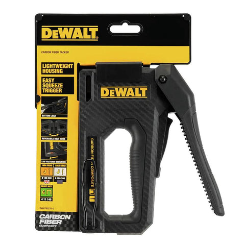 Carbon Fiber Body Workhorse 2 In 1 Staple Gun Tacker for Heavy Duty Staples and 18 Gauge Brads in retail packaging