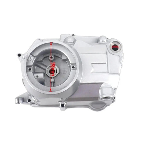 Straight Up Motorcycle Crankcase Cover And Clutch Replacement With Dead Nuts Exact Fit for 125cc bikes, silver aluminum part.