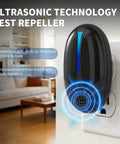 Upgraded Ultrasonic Pest Repeller Indoor Plug In With 3 Mode Switching showing unit plugged in a living room outlet