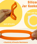 Silicone jar gaskets, 3.75 in diameter, 6-pack, orange and white, food-grade airtight seals for canning jars