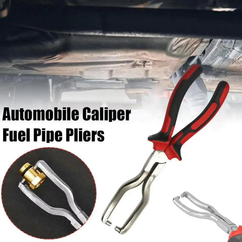 Heavy Duty Fuel Line Pliers For Chevrolet Volt Bolt EV EUV Blazer EV gripping a fuel pipe connector in a vehicle's engine bay.